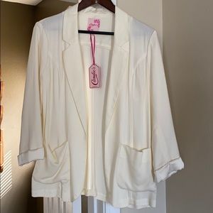 Off white open front lightweight blazer, M, NWT
